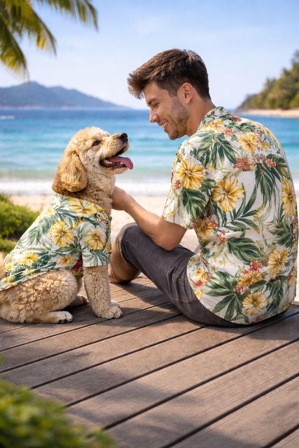 Kit Tropical Match – Camisa Praia Pai & Pet