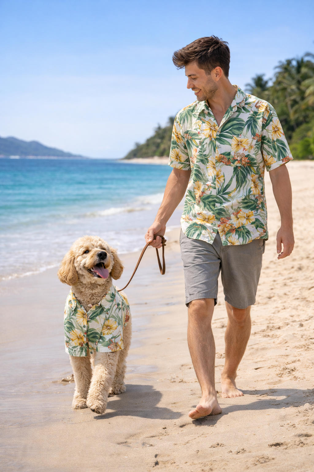 Kit Tropical Match – Camisa Praia Pai & Pet