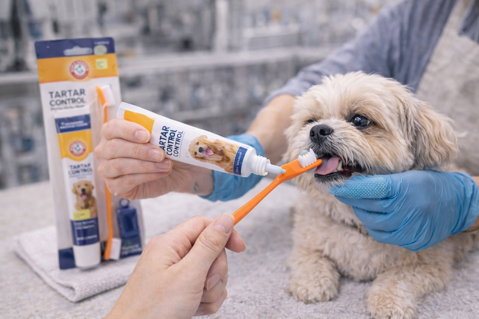 Kit Completo de Higiene Bucal para Cães – Pasta + Escova Dental Antiplaca e Antitártaro