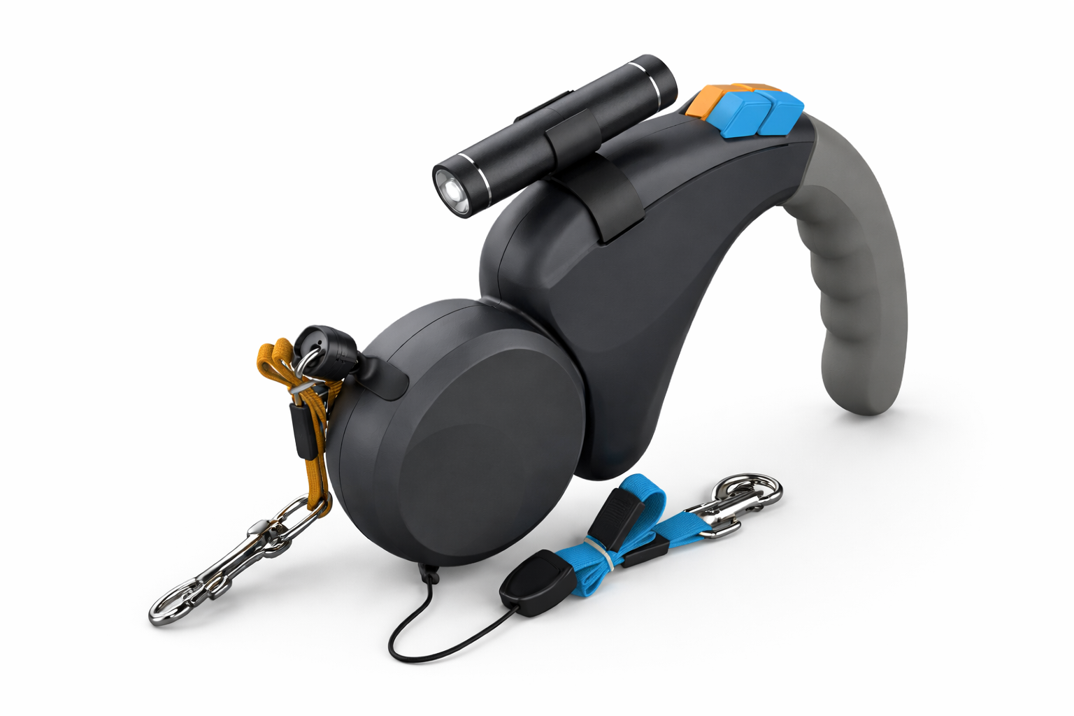 Guia DuoControl™ 360° com LED – Coleira Retrátil Dupla para 2 Cães