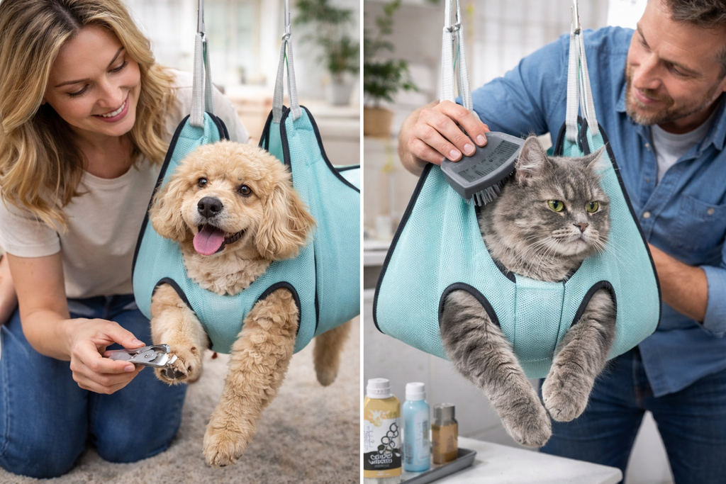 Pet Grooming Hammock – Segurança e Controle Total no Corte de Unhas