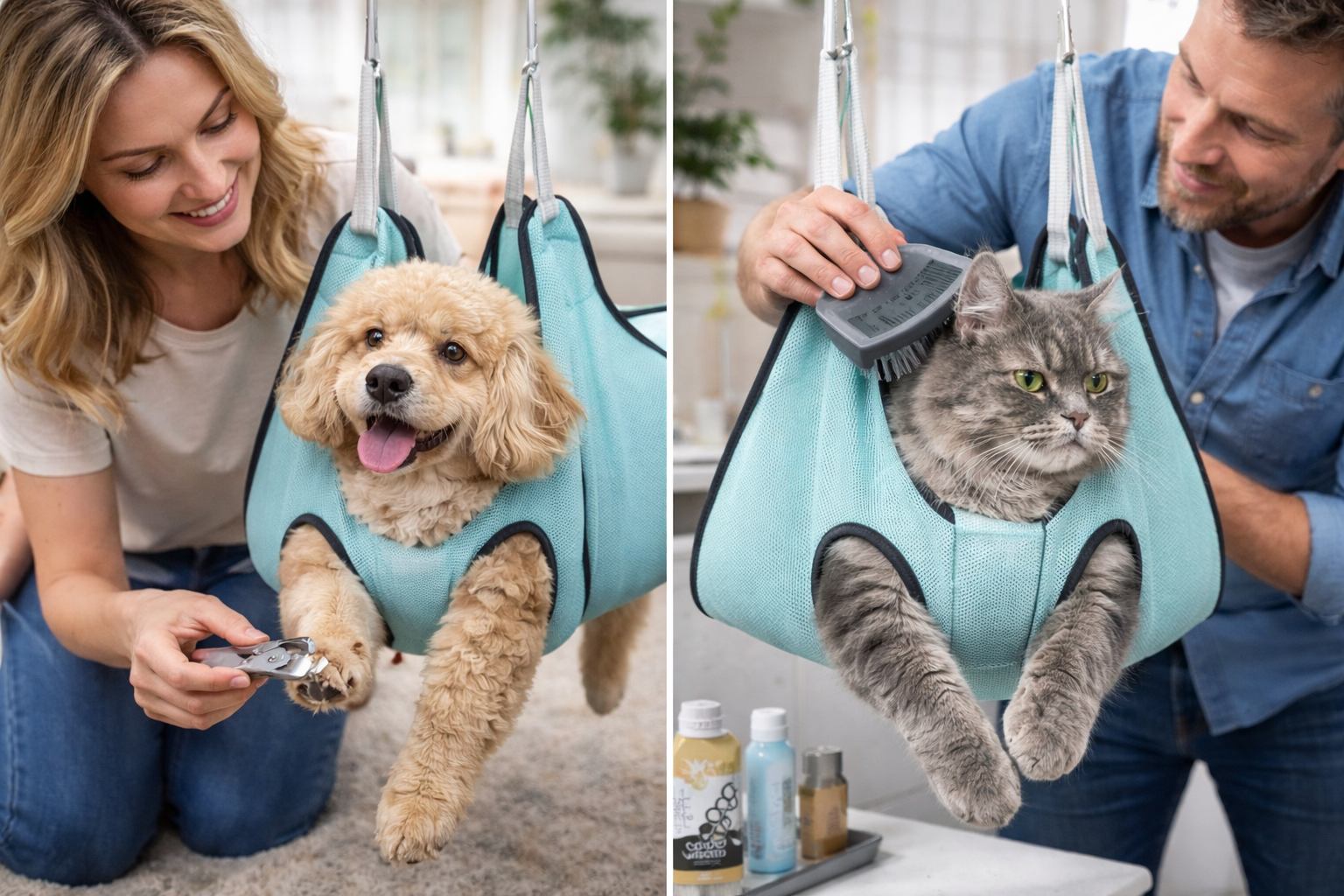Pet Grooming Hammock – Segurança e Controle Total no Corte de Unhas