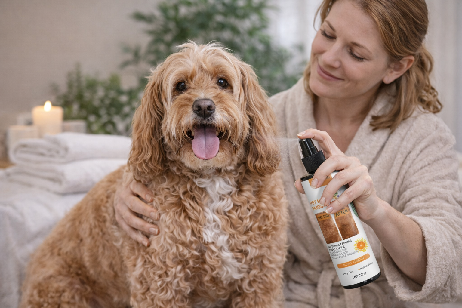 Spray Suavizante Hidratante para Pelos de Pets – Maciez, Brilho e Zero Nós em Segundos