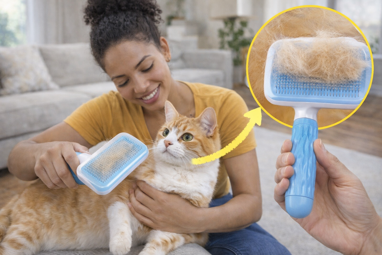 Escova Removedora de Pelos Autolimpante para Cães e Gatos