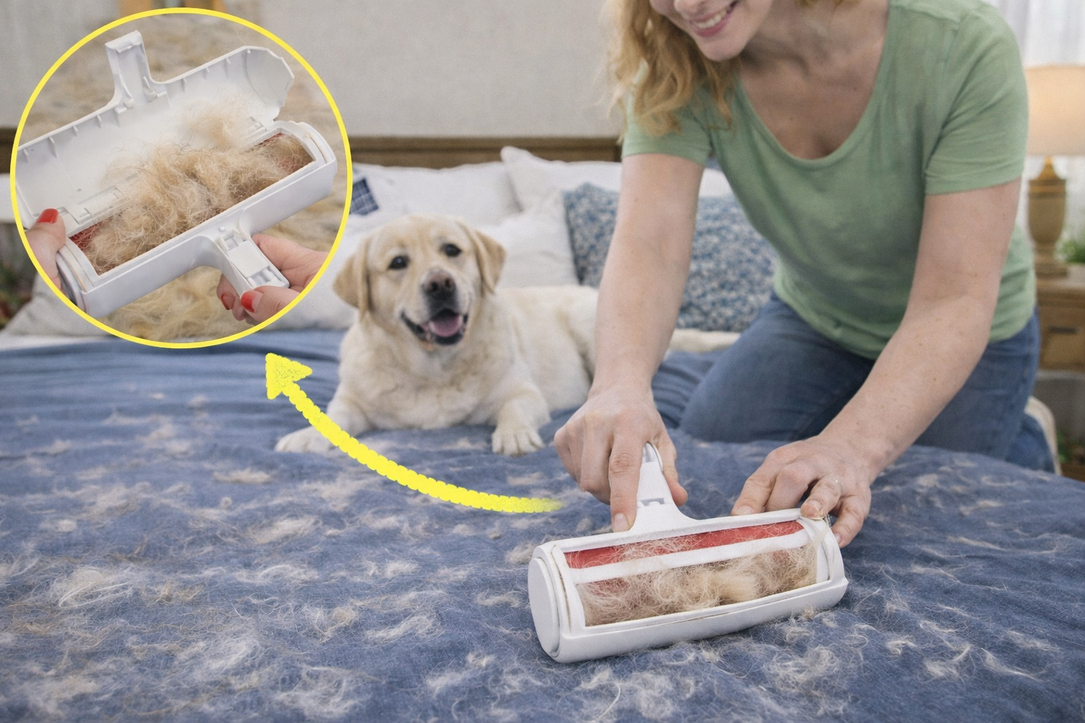 Removedor de Pelos Reutilizável para Cães e Gatos – Rolo Autolimpante