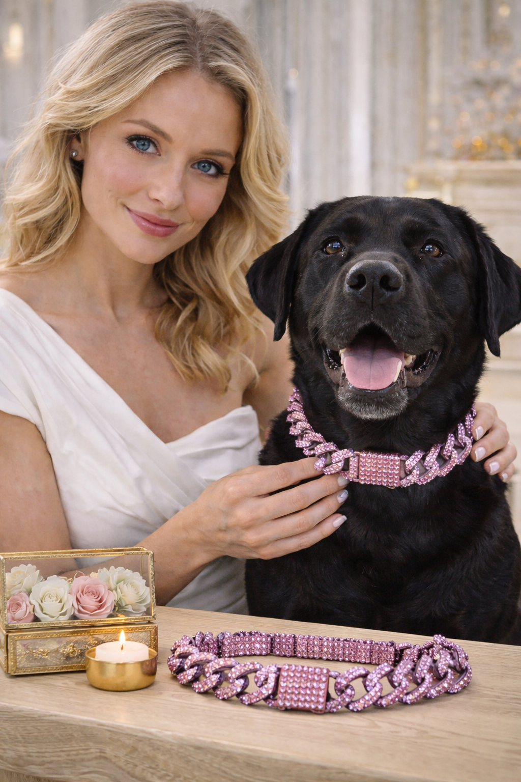 Coleira Luxo Diamond – Brilho, Estilo e Presença