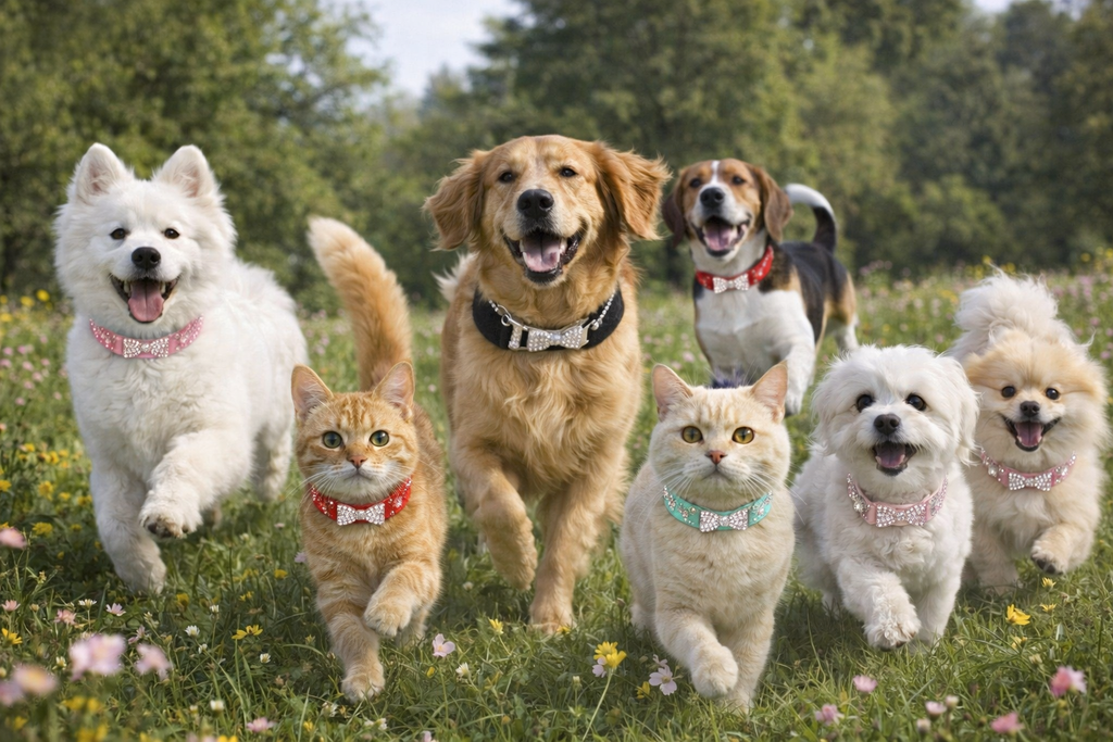 Coleira Crown Lux com Strass – Conforto e Brilho para Cães de Todos os Portes