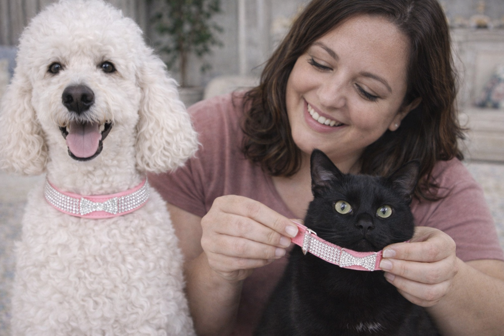 Coleira Crown Lux com Strass – Conforto e Brilho para Cães de Todos os Portes