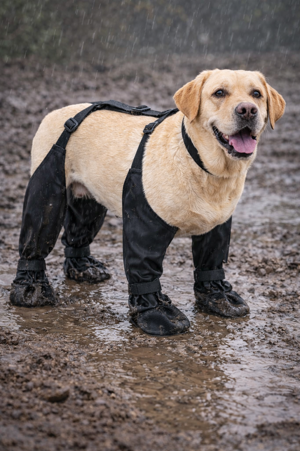 Botas Impermeáveis Antiderrapantes para Cães com Suspensório