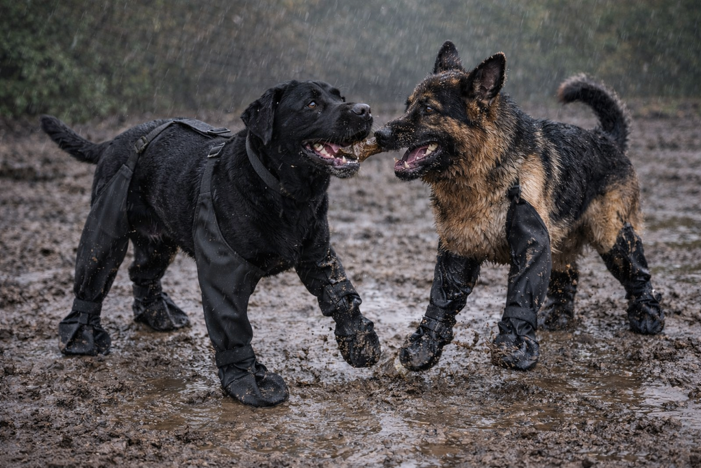 Botas Impermeáveis Antiderrapantes para Cães com Suspensório
