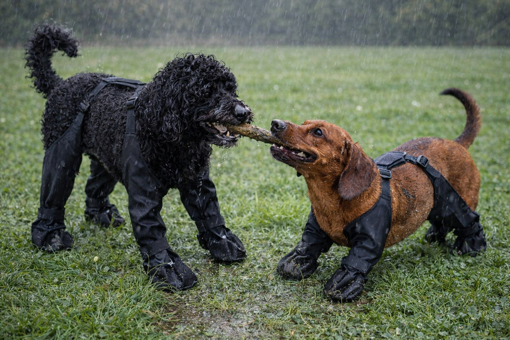 Botas Impermeáveis Antiderrapantes para Cães com Suspensório