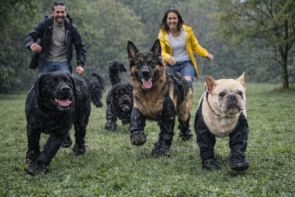 Botas Impermeáveis Antiderrapantes para Cães com Suspensório