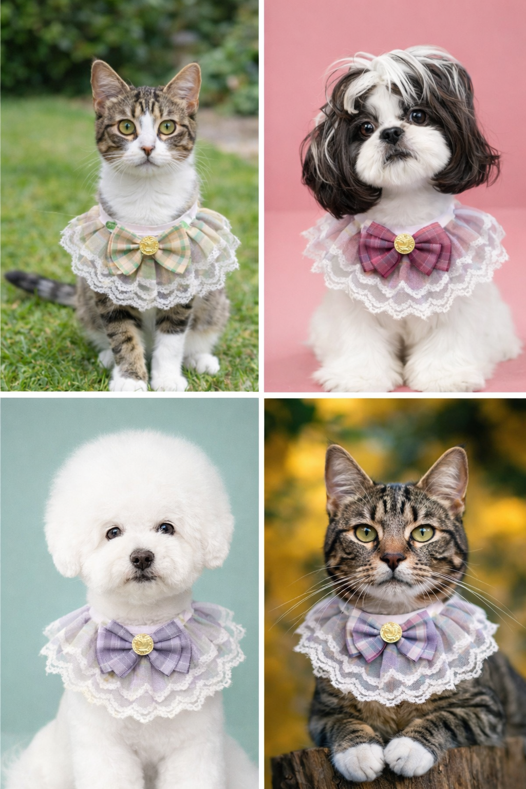 Professional Pet Bandana Collar – Lace Bow Edition