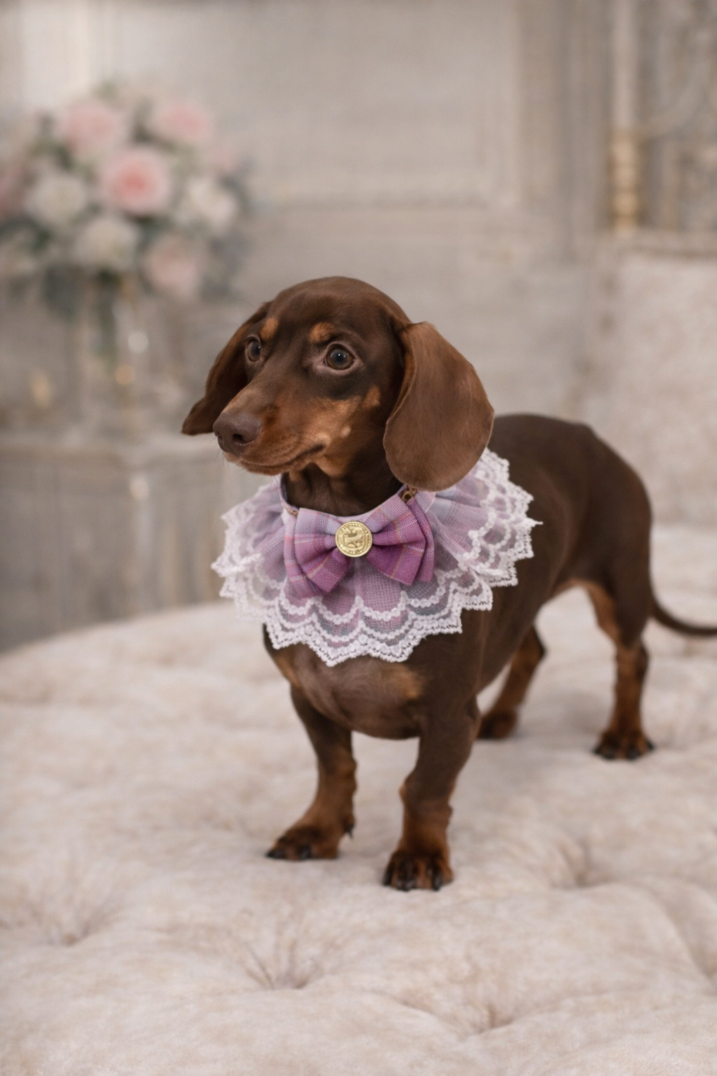 Professional Pet Bandana Collar – Lace Bow Edition