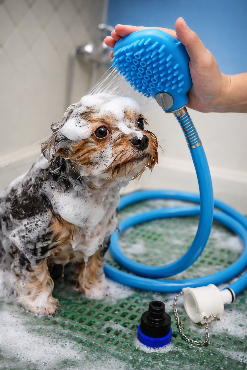 PetSpa Flow™ | Escova de Banho com Mangueira e Massagem para Cães e Gatos