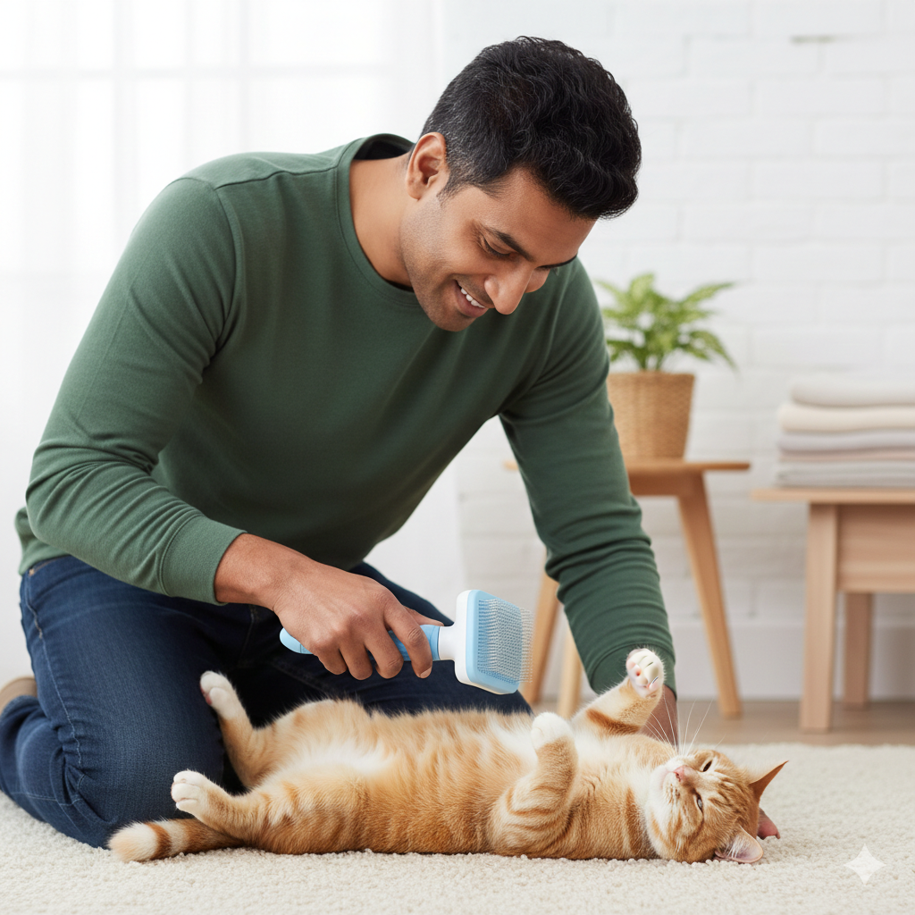Escova Removedora de Pelos Autolimpante para Cães e Gatos