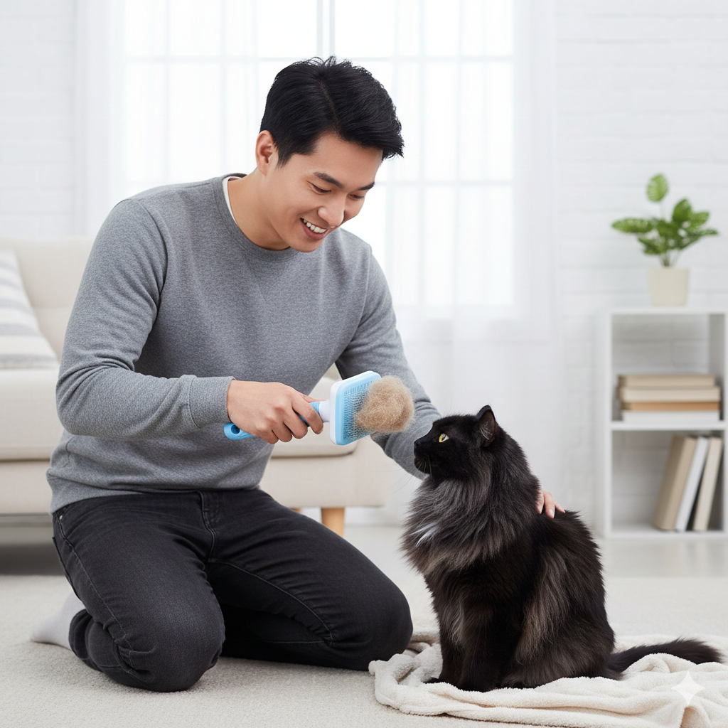 Escova Removedora de Pelos Autolimpante para Cães e Gatos