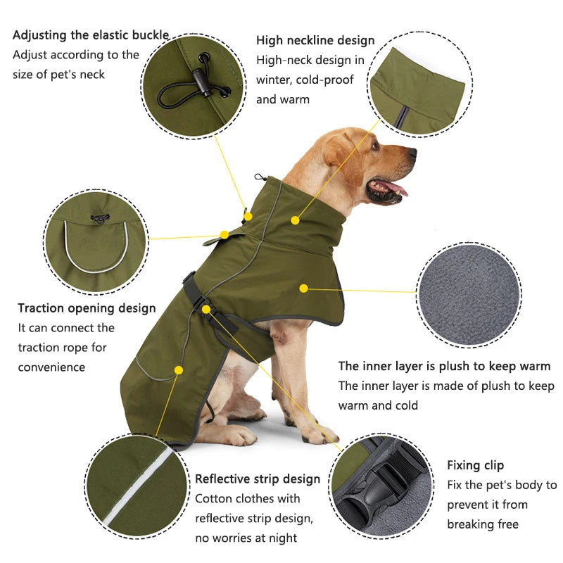 Jaqueta Impermeável Refletiva para Cães – Proteção Total Contra Frio, Chuva e Vento
