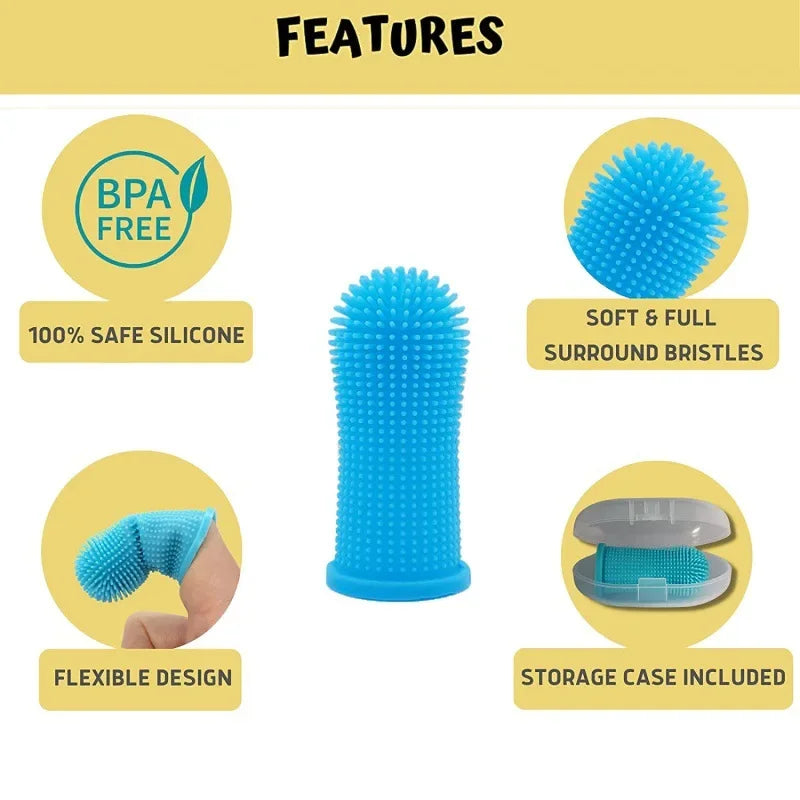 Dog Super Soft Finger Toothbrush – Escova Dental de Dedo em Silicone para Pets