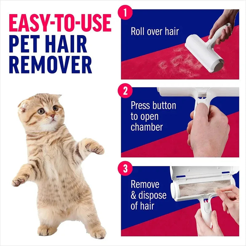 Removedor de Pelos Reutilizável para Cães e Gatos – Rolo Autolimpante