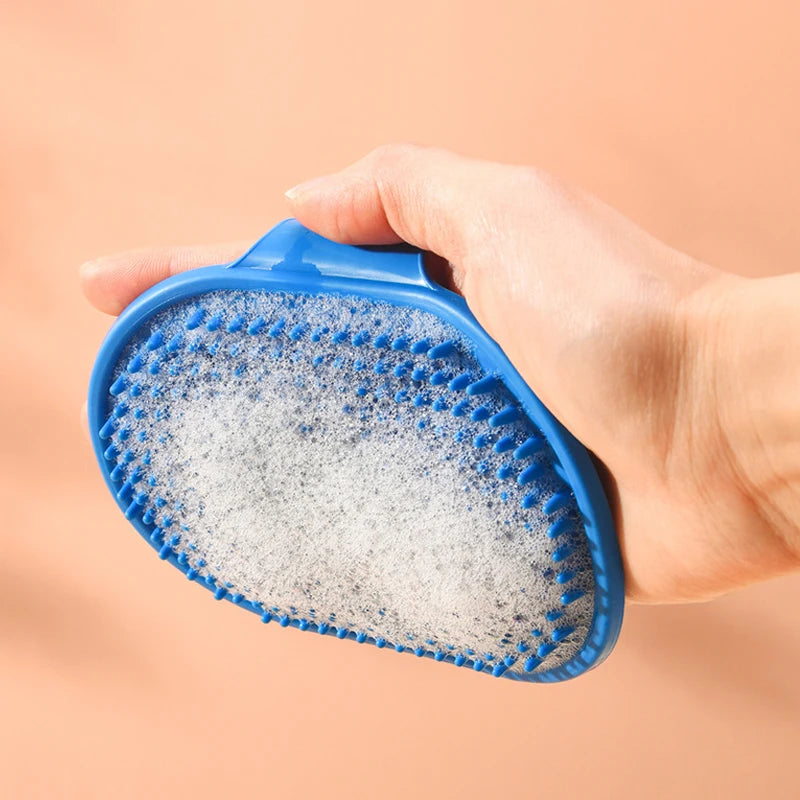 Escova de Silicone para Banho e Remoção de Pelos de Cães e Gatos – Massagem Suave e Limpeza Eficiente