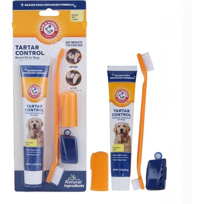 Kit Completo de Higiene Bucal para Cães – Pasta + Escova Dental Antiplaca e Antitártaro
