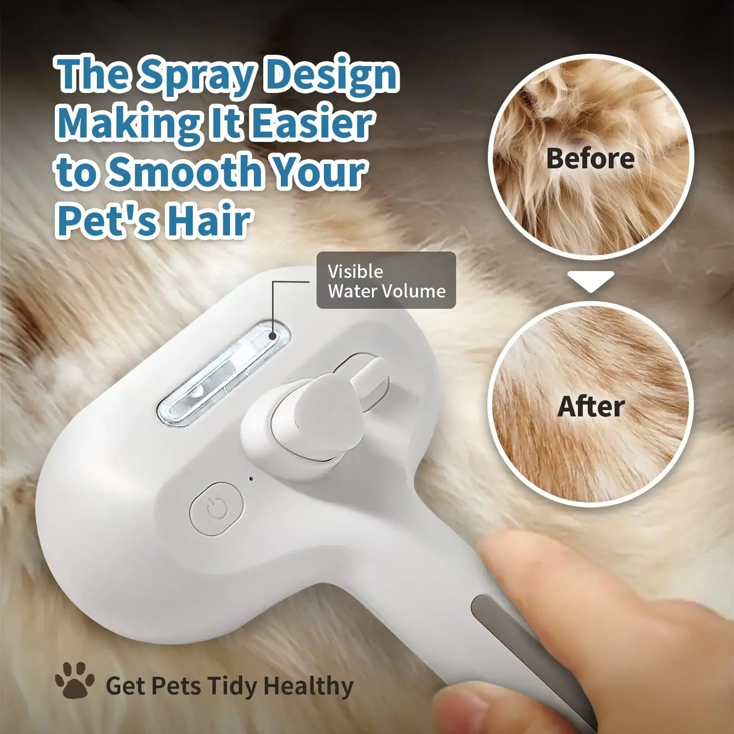 Escova Spray Multifuncional USB para Cães e Gatos – Higiene, Massagem e Remoção de Pelos