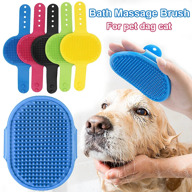 Escova de Silicone para Banho e Remoção de Pelos de Cães e Gatos – Massagem Suave e Limpeza Eficiente