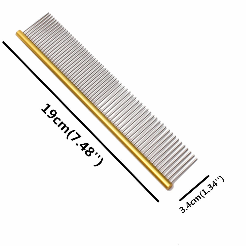 Pet Grooming Comb Professional – Pente de Alumínio Anti-Nós para Cães e Gatos | Remove Embaraços sem Dor