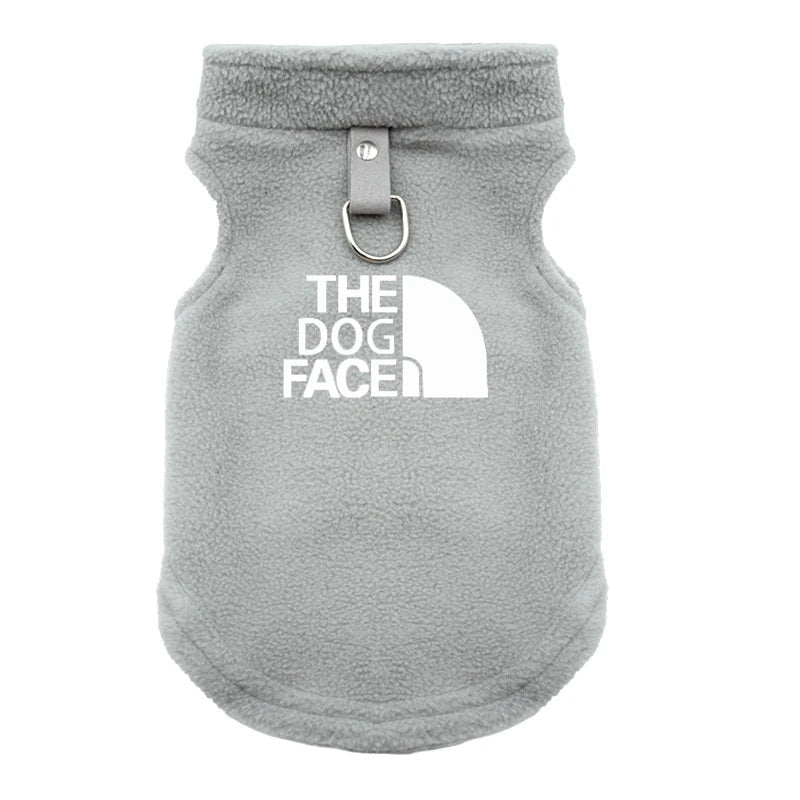Winter Fleece Dog Vest “The Dog Face” – Jaqueta Estilo Outdoor para Cães Pequenos