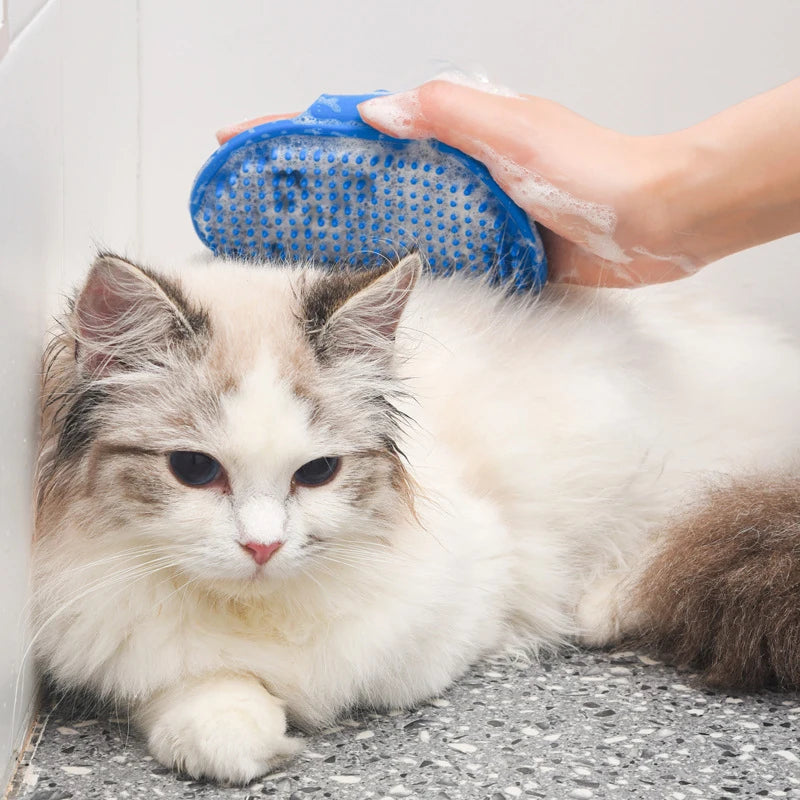 Escova de Silicone para Banho e Remoção de Pelos de Cães e Gatos – Massagem Suave e Limpeza Eficiente