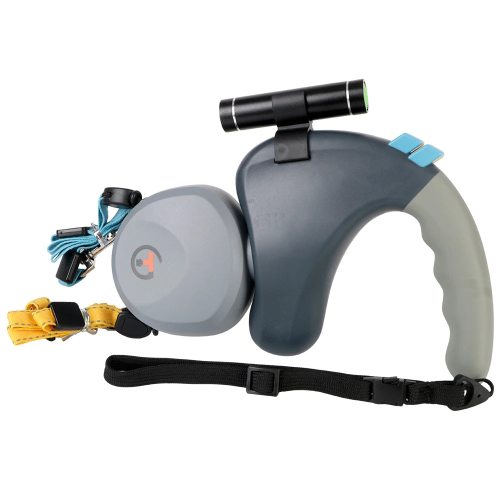 Guia DuoControl™ 360° com LED – Coleira Retrátil Dupla para 2 Cães