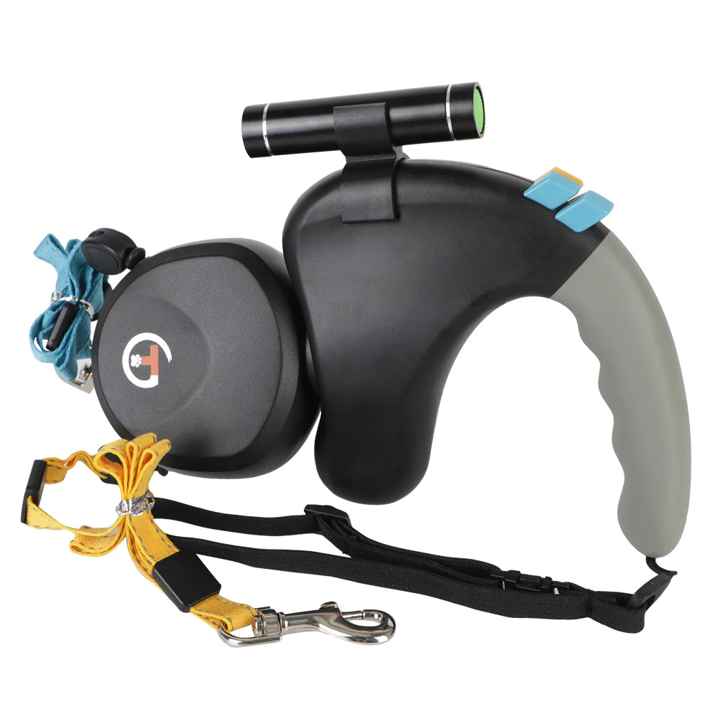 Guia DuoControl™ 360° com LED – Coleira Retrátil Dupla para 2 Cães