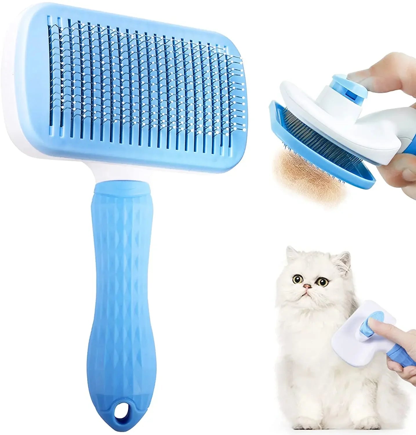 Escova Removedora de Pelos Autolimpante para Cães e Gatos