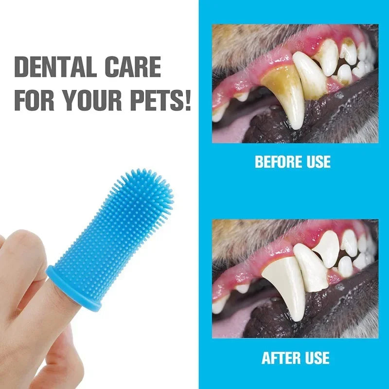 Dog Super Soft Finger Toothbrush – Escova Dental de Dedo em Silicone para Pets
