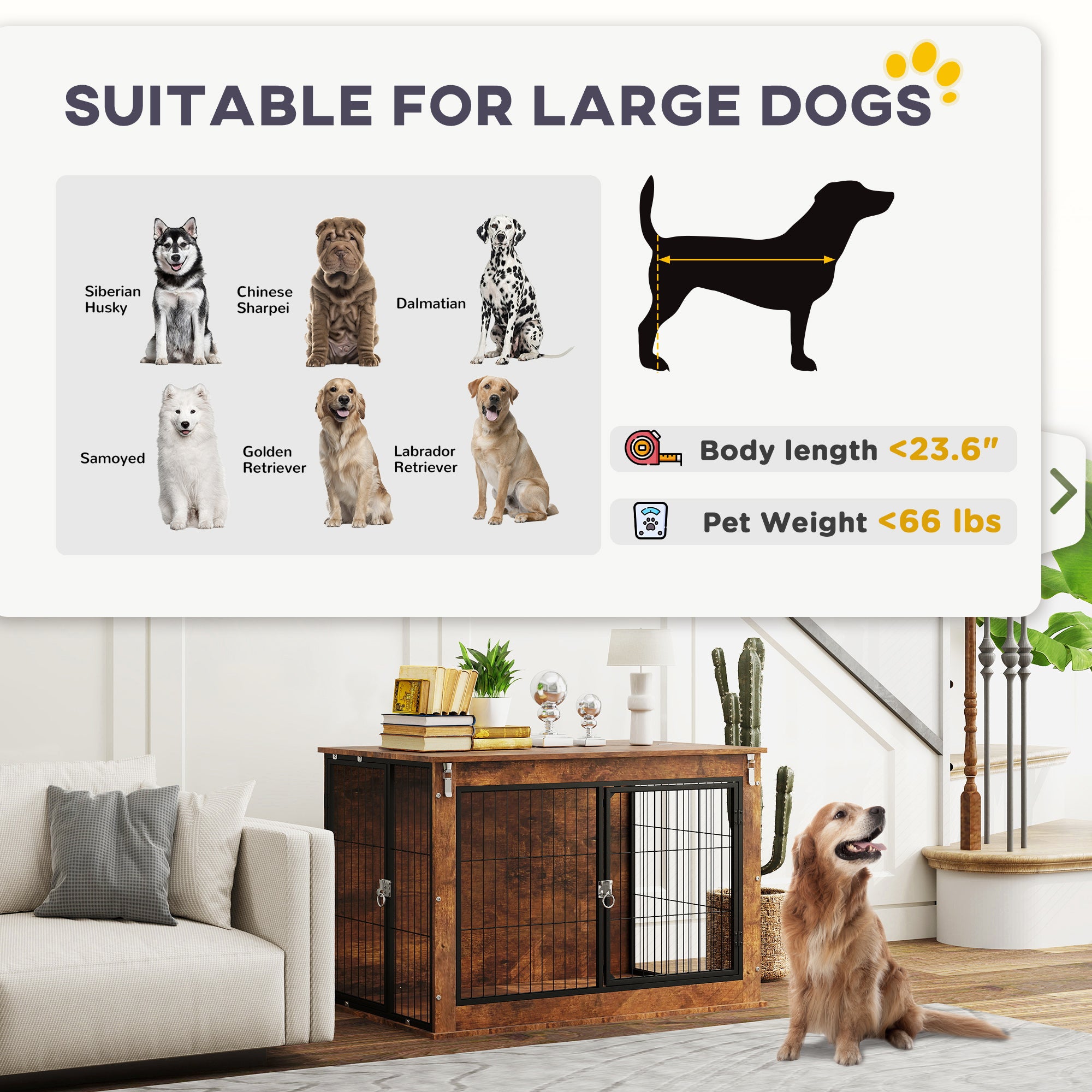 RoyalDen™ 39” – Canil Móvel Premium 2 em 1 para Cães Grandes